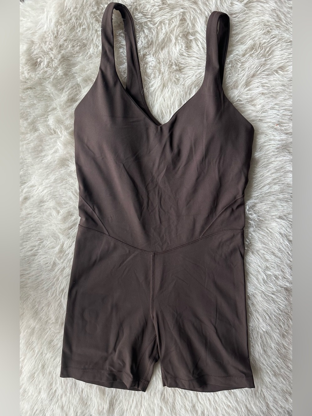 Lululemon Align V neck Sleek Women’s Short Romper Brown 8 padded bra - Picture 6 of 16